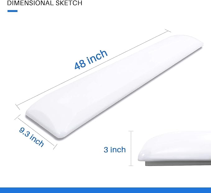AntLux 4FT LED Puff Light Flush Mount 60W 6600LM 4000K 4 Foot Integrated Low Profile LED Kitchen Light 48 Inch Linear Cloud Ceiling Lighting Fixtures Fluorescent Tube Replacement
