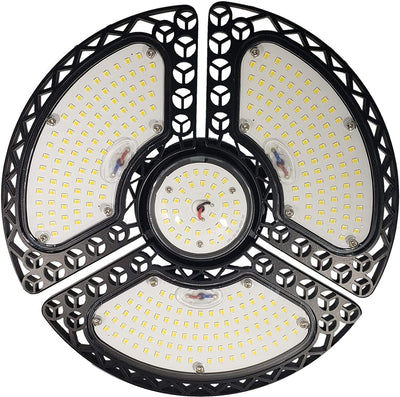 Extra bright area lights for shops and garages. 8400 lumens with a wide beam.