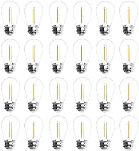 24-Pack LED 1W String Light Bulbs,
S14 Plastic Shatterproof Edison
Vintage Style Replacement 1 Watt
Outdoor 2200K