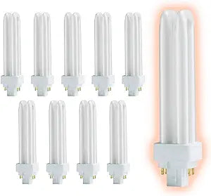 GoodBulb 18 Watt CFL Light Bulbs | 4 Pin G24Q-2 Base 6500K Full Spectrum | 18W High Output 1200 Lumens | Double Tube Compact Fluorescent Light Bulbs Plug-in | 10 Pack