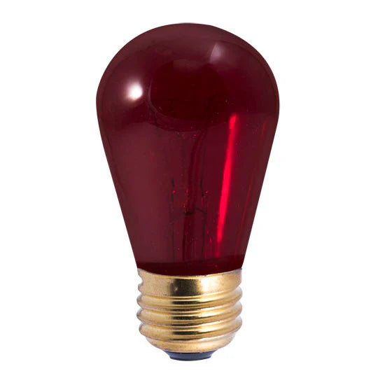 11W Transparent Red S14 String Replacement Bulb – Dimmable 130V Medium Screw