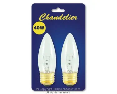 40-Watt B10 Clear Incandescent Bulb – 2700K Warm White Light, E26 Base, 120V Decorative Candle Lamp