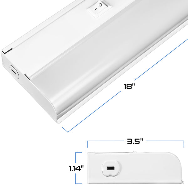 GoodBulb | 18" Color Selectable LED Under Cabinet Light Fixture | 9W | 120V | 90 CRI | 2700K–5000K | Hardwired | Dimmable