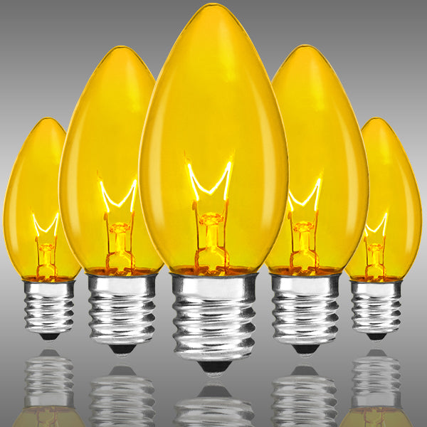 GoodBulb C9 Transparent Yellow Christmas Light Bulb | 7W | 130V | E17 Intermediate Base | Double Dipped | 3000 Hr Life