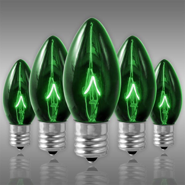 GoodBulb C9 Transparent Green Christmas Light Bulb | 7W | 130V | E17 Intermediate Base | Double Dipped