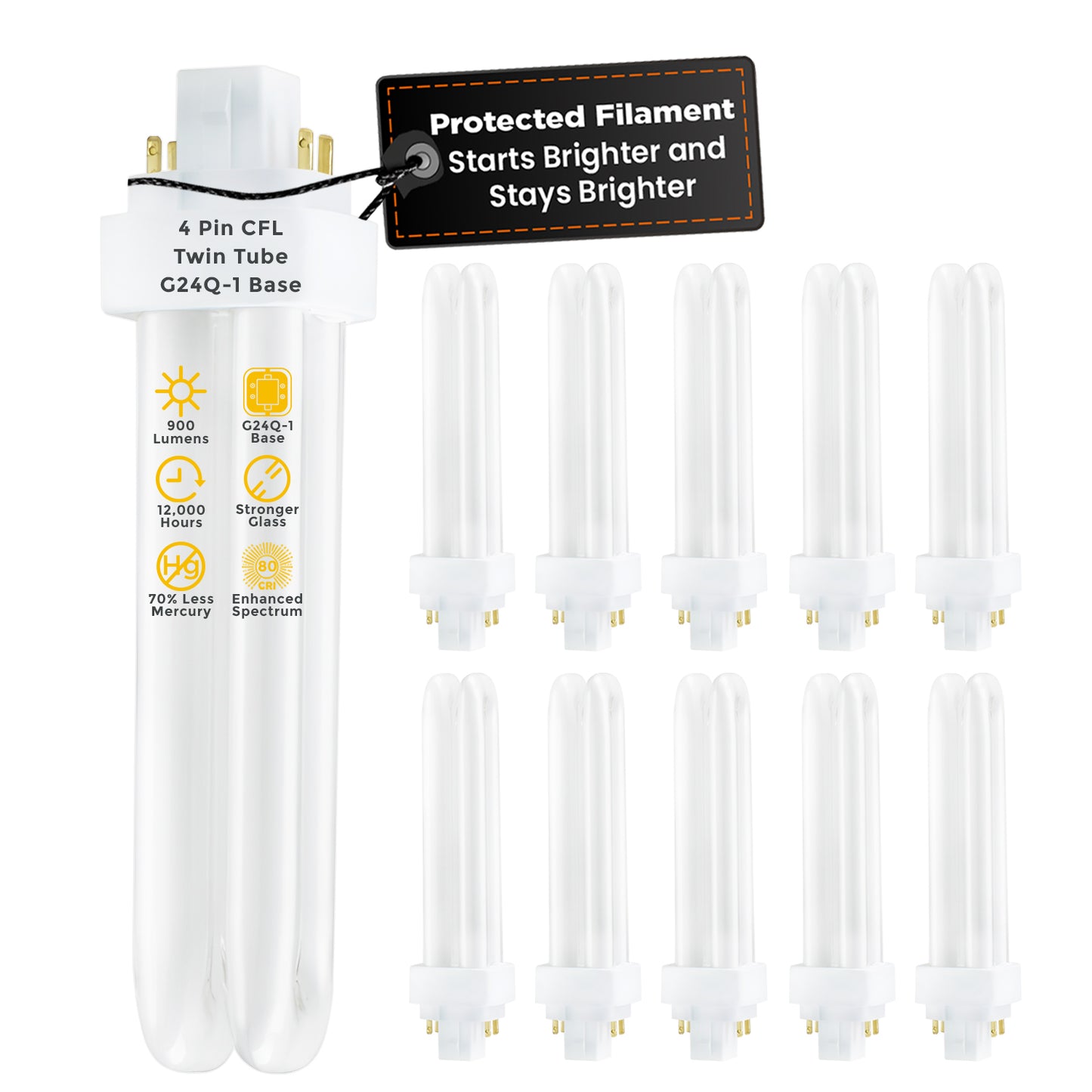 CF13W/827/DT/4P 13W CFL Plug-In Light Bulb 2700K Soft White with GX24Q-4 4-Pin Base