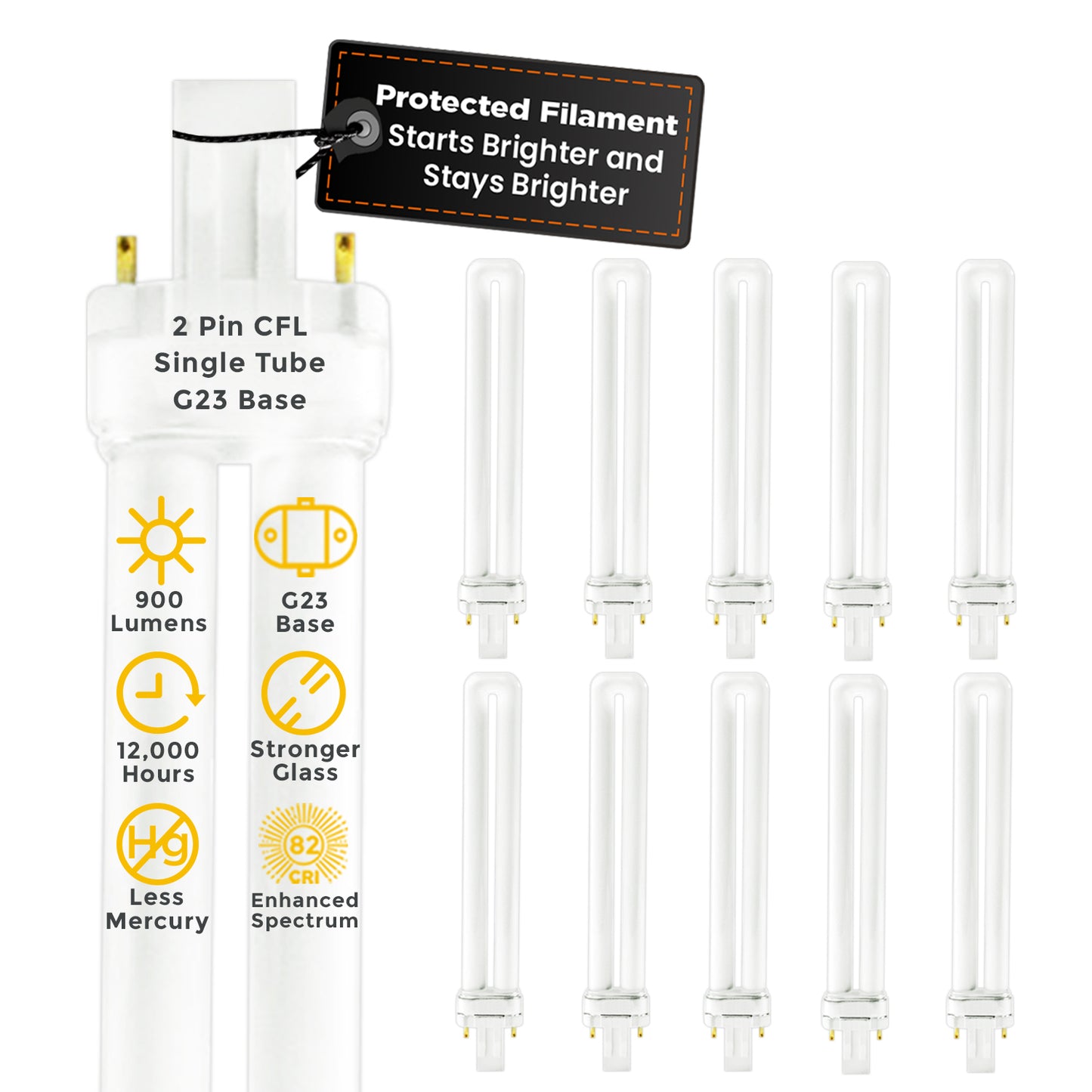 CF13W/827/ST/2P 13W Compact Fluorescent Light Bulb – Warm White CFL Lamp