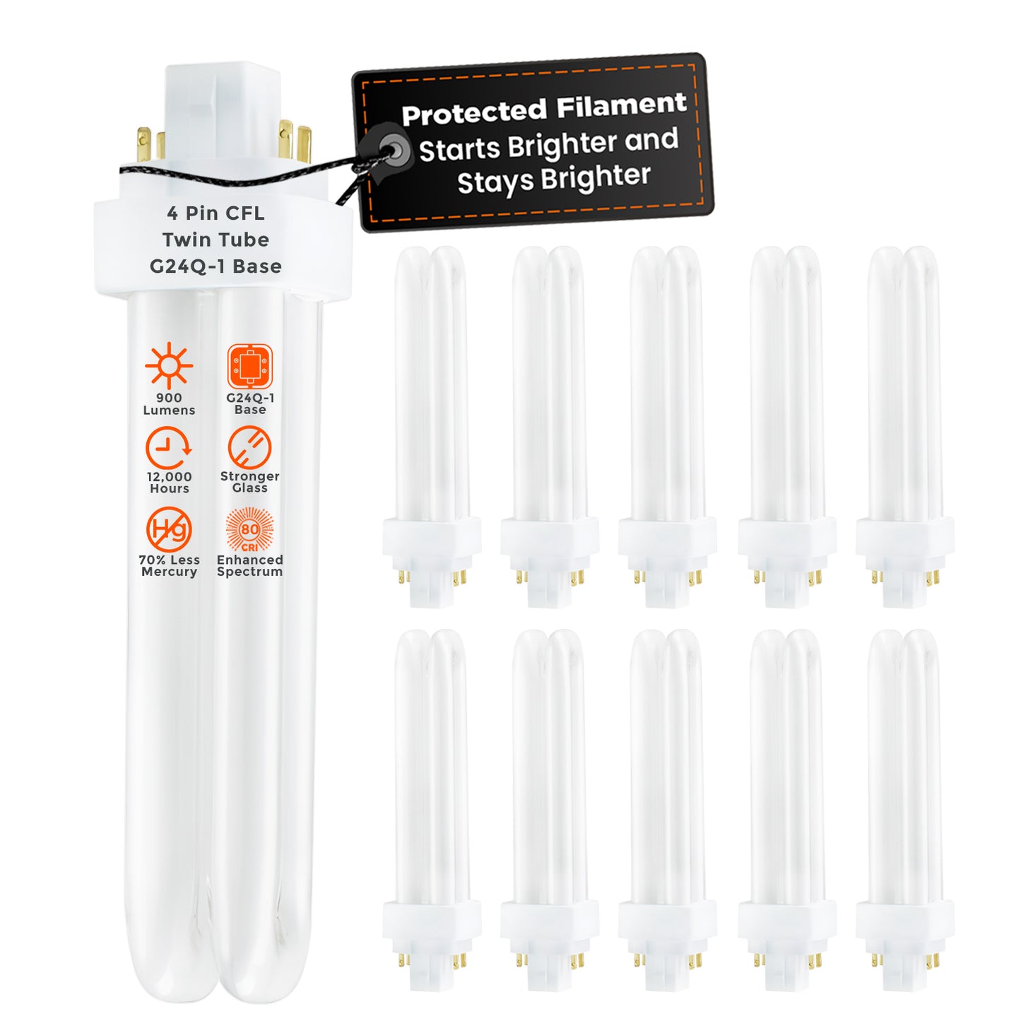 CF13W/830/DT/4P 13W CFL Plug-In Light Bulb 3000K Warm White with GX24Q-4 4-Pin Base