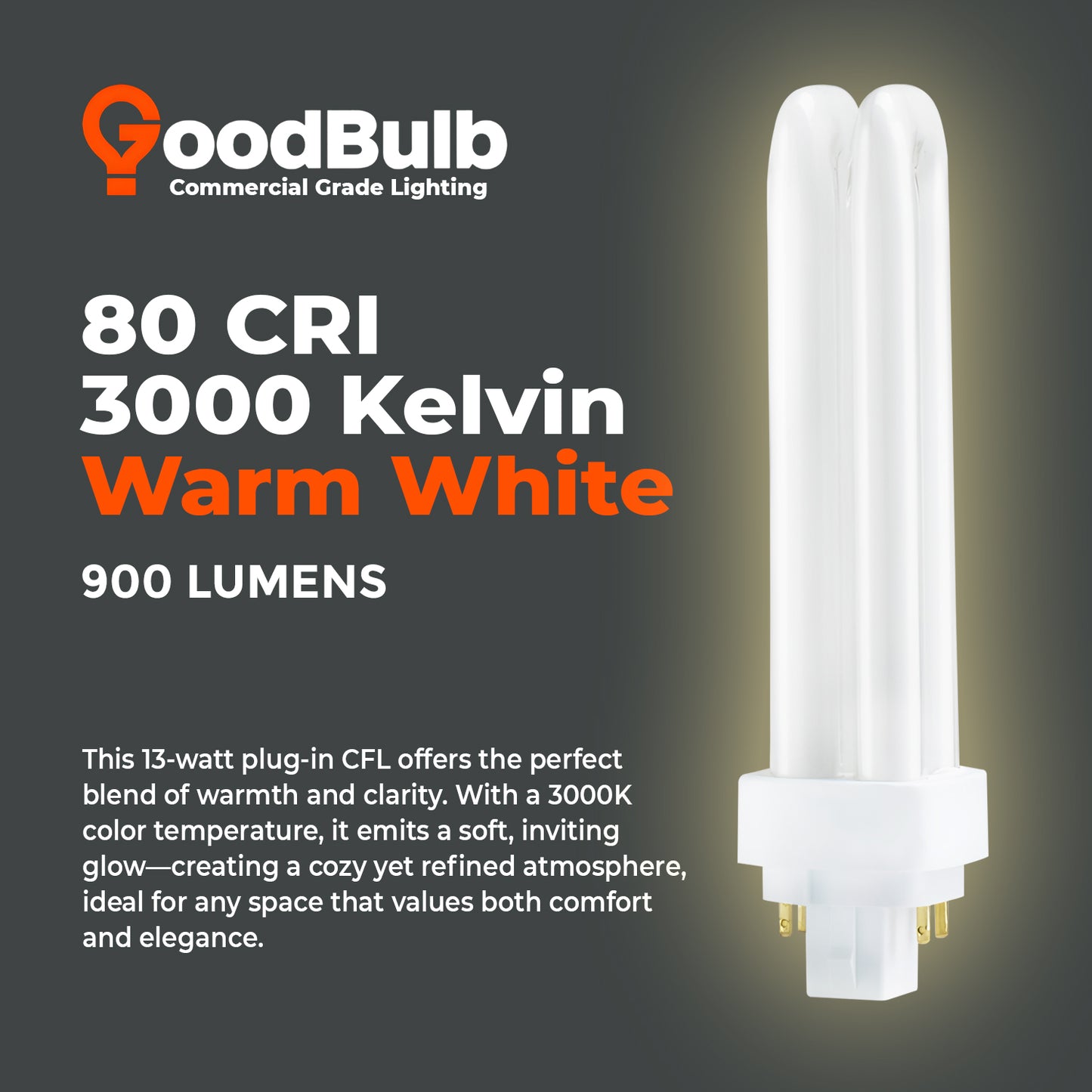 3000K Warm White light color temperature chart for CF13W/830/DT/4P CFL Plug-In Bulb