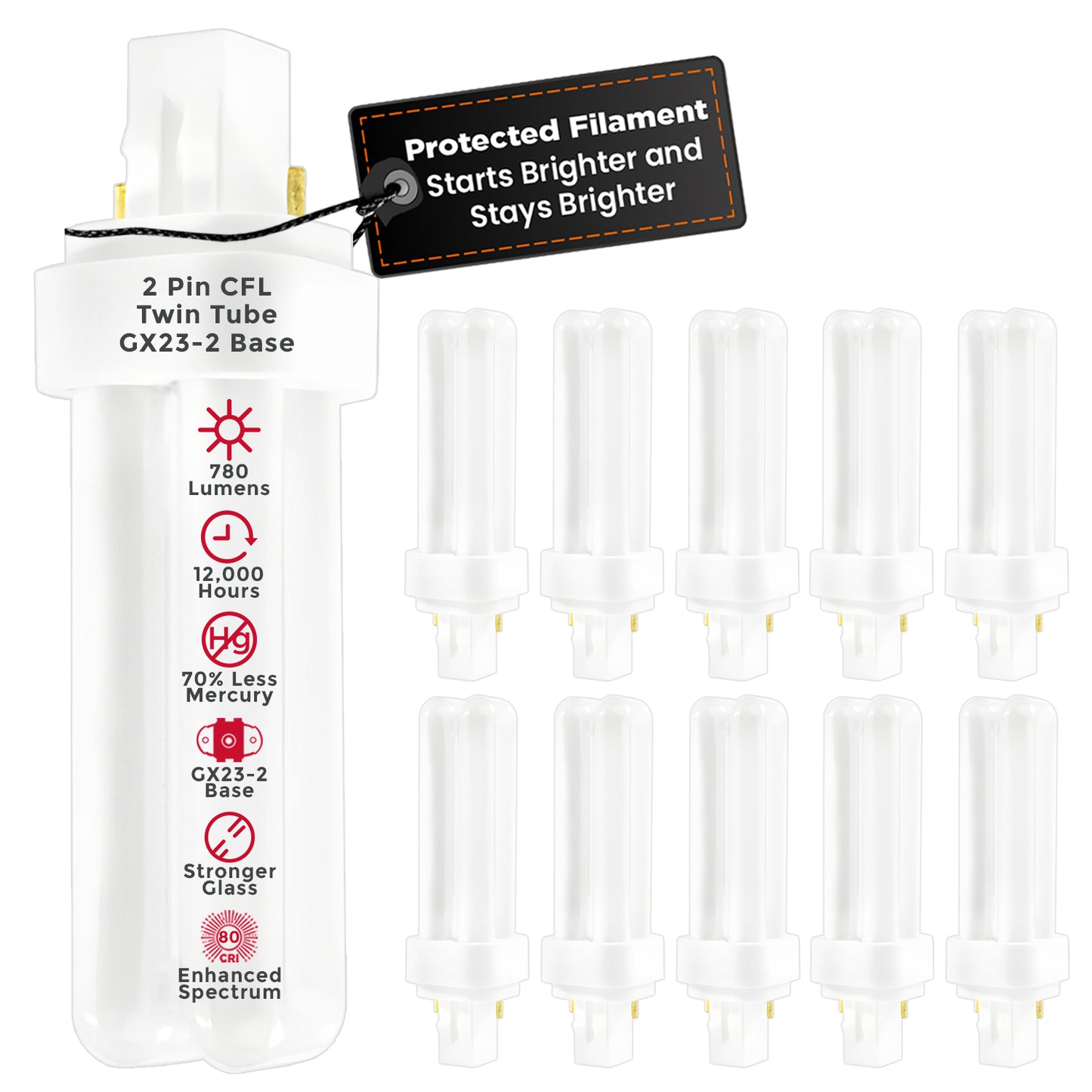 CF13W/835/DT/2P plug-in compact fluorescent bulb – 13 watt 3500K neutral white 2-pin CFL main product photo