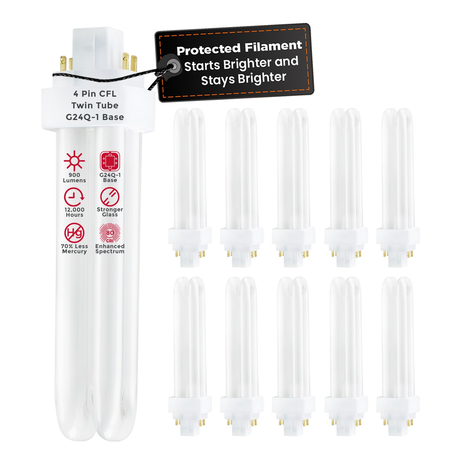 CF13W/835/DT/4P 13W CFL Plug-In Light Bulb 3500K Neutral White with GX24Q-4 4-Pin Base