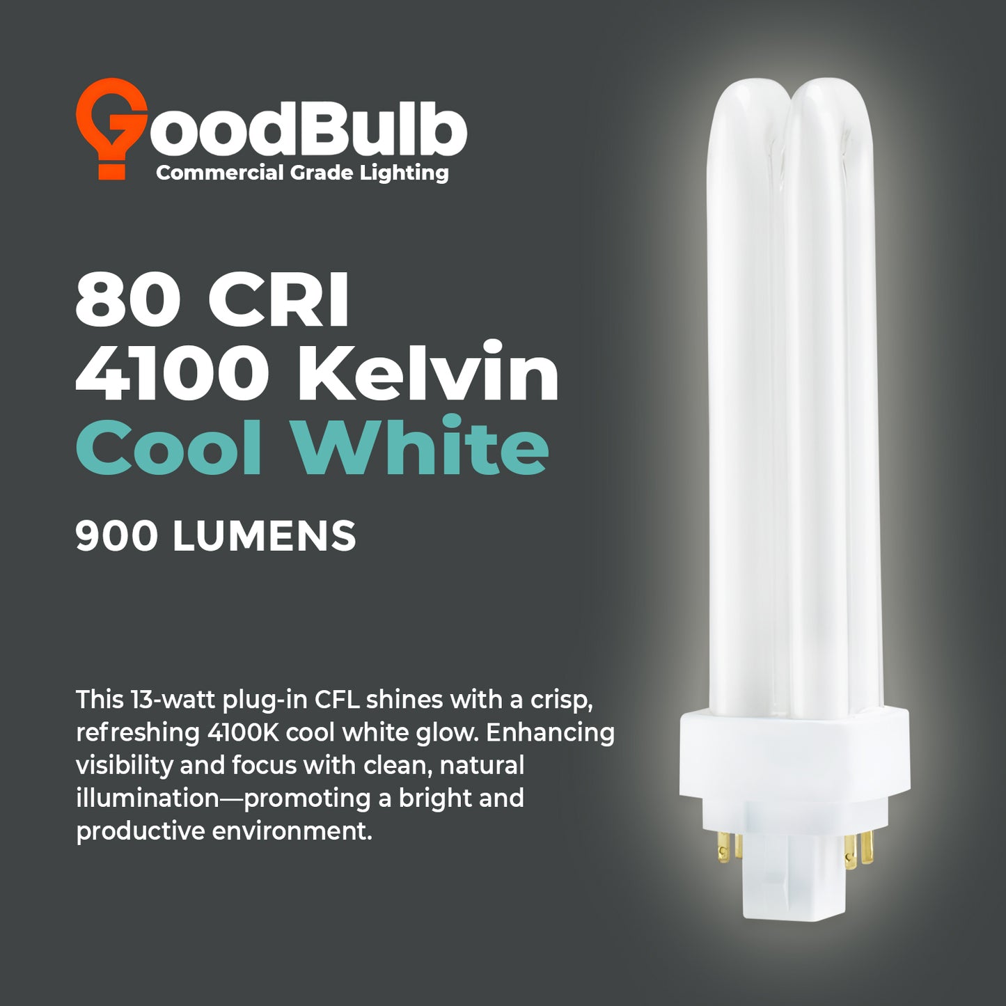 4100K Cool White light color temperature chart for CF13W/841/DT/4P CFL Plug-In Bulb