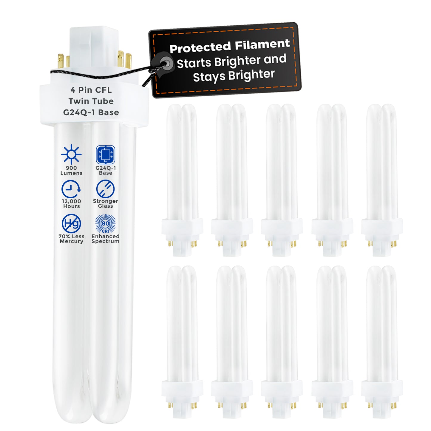 CF13W/850/DT/4P 13W CFL Plug-In Light Bulb 5000K Daylight White with GX24Q-4 4-Pin Base
