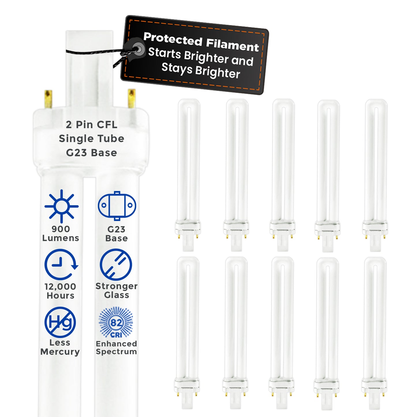 CF13W/850/ST/2P GX23 LED Retrofit Bulb 13W Plug-In Lamp 5000K Daylight Light Replacement for CFL