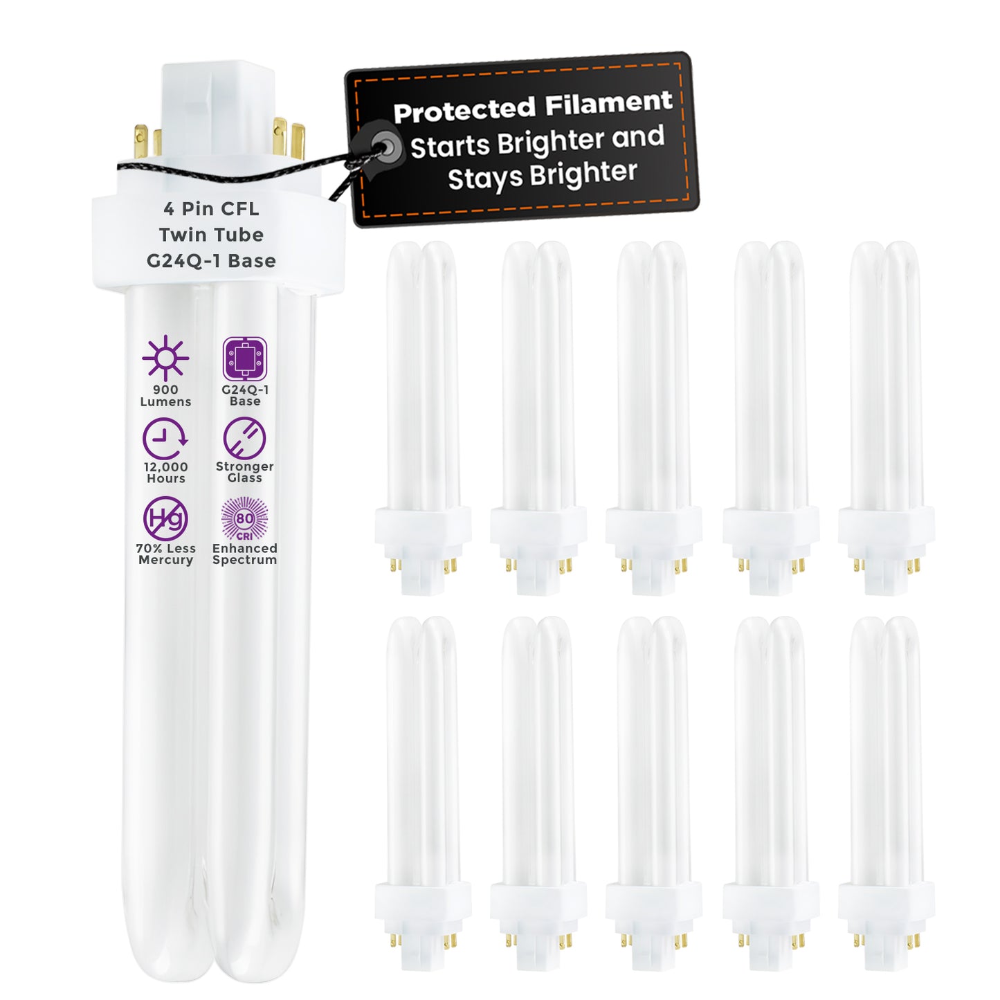 CF13W/865/DT/4P 13W CFL Plug-In Light Bulb 6500K Full Spectrum Cool Daylight GX24Q-4 Base