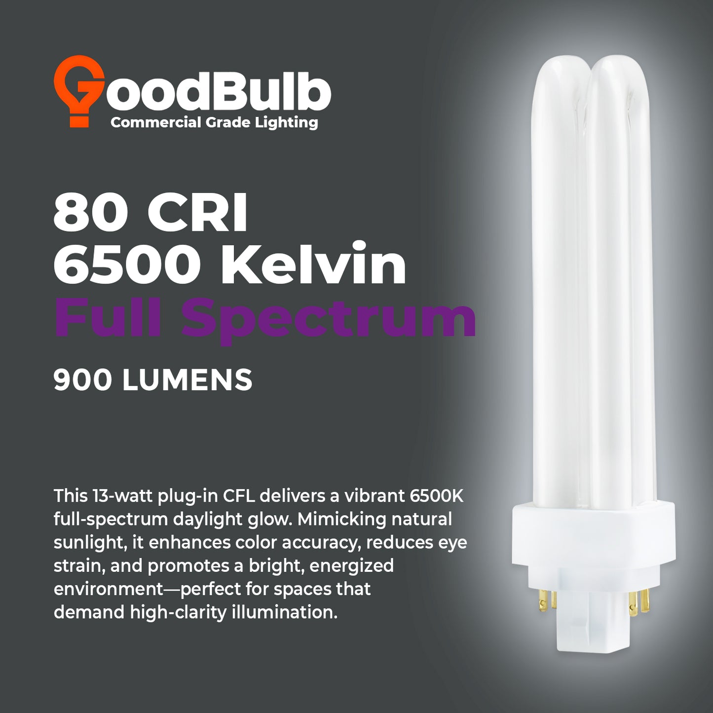 6500K Full Spectrum Cool Daylight color temperature chart for CF13W/865/DT/4P CFL Plug-In Bulb