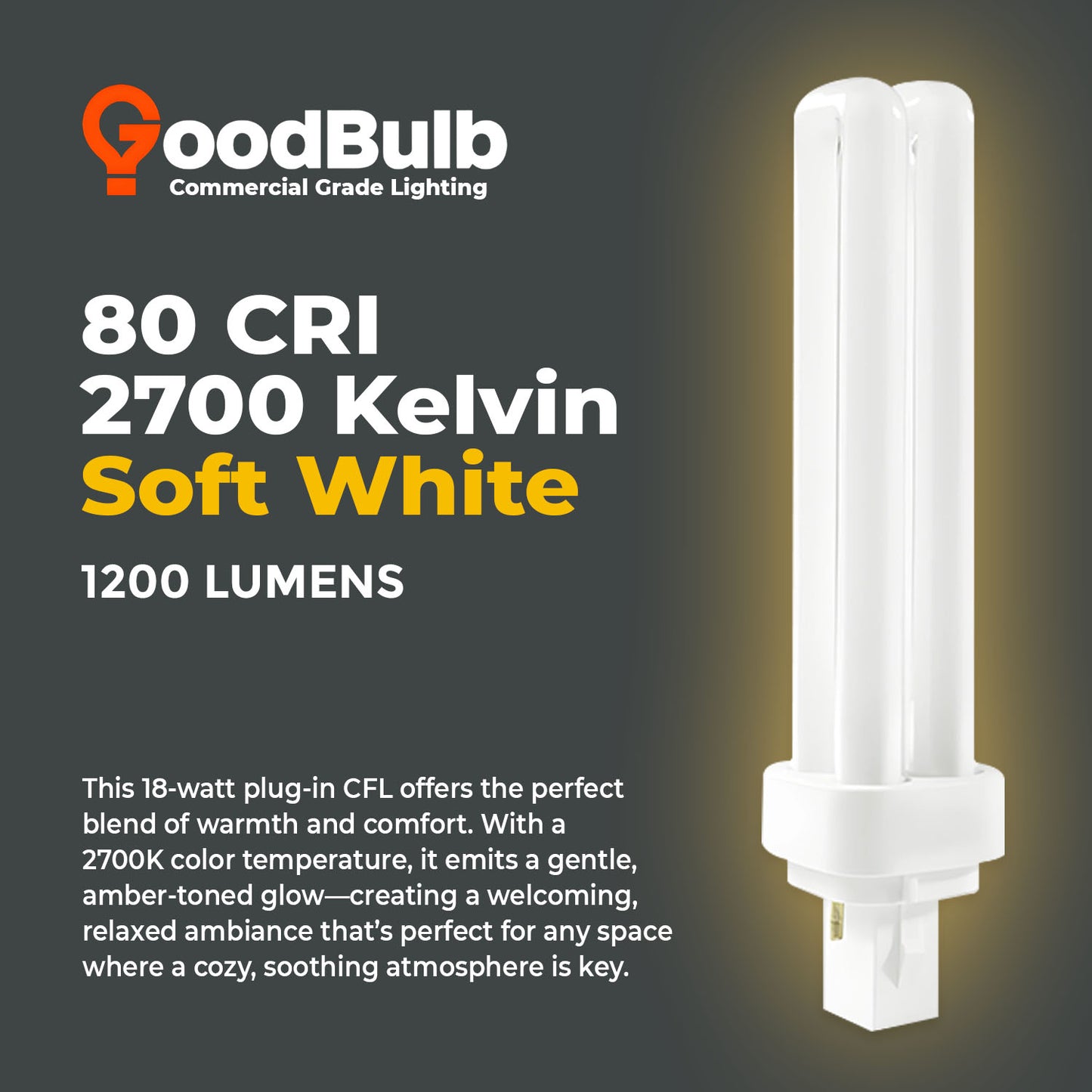 2700K Warm White light color temperature chart for CF18W/827/DT/2P 18W CFL Double Tube Bulb