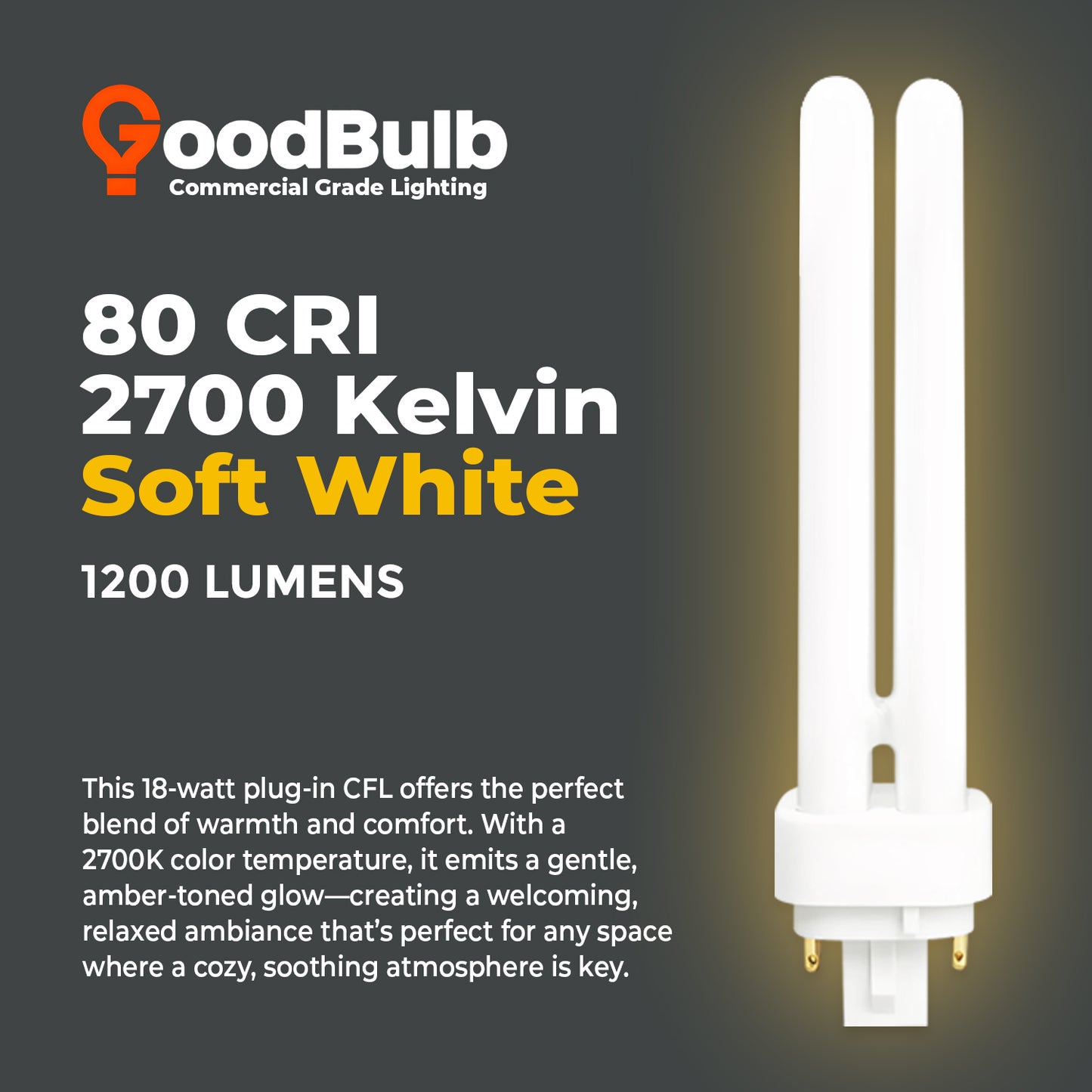 2700K Warm White color temperature chart for CF18W/827/DT/4P 18W Compact Fluorescent Double Twin Lamp