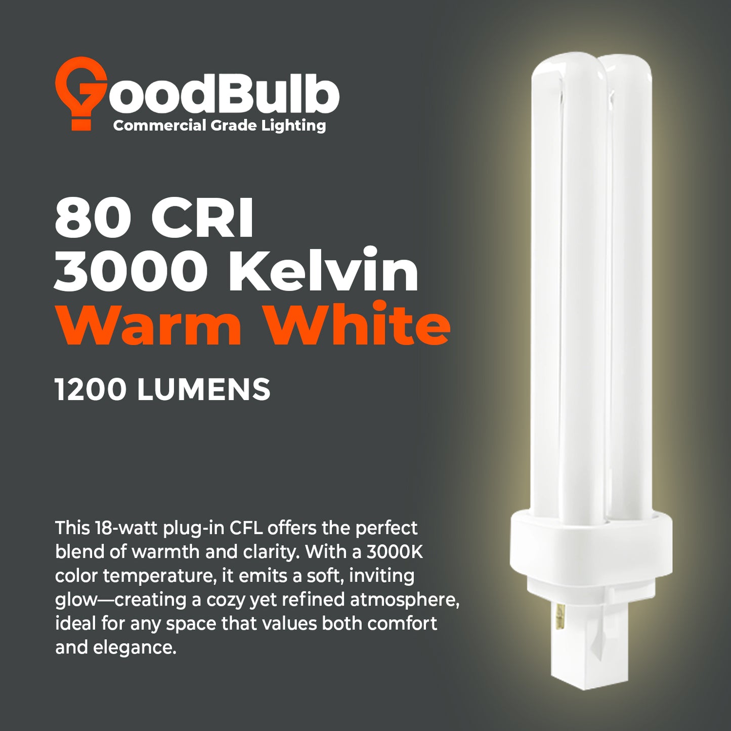 3000K Soft White color temperature chart for CF18W/830/DT/2P 18W CFL Double Tube Bulb