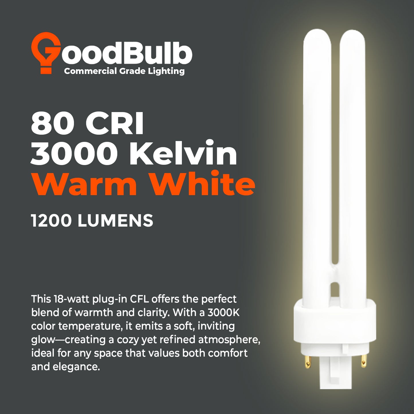 3000K Soft White color temperature chart for CF18W/830/DT/4P 18W Compact Fluorescent Double Twin Lamp