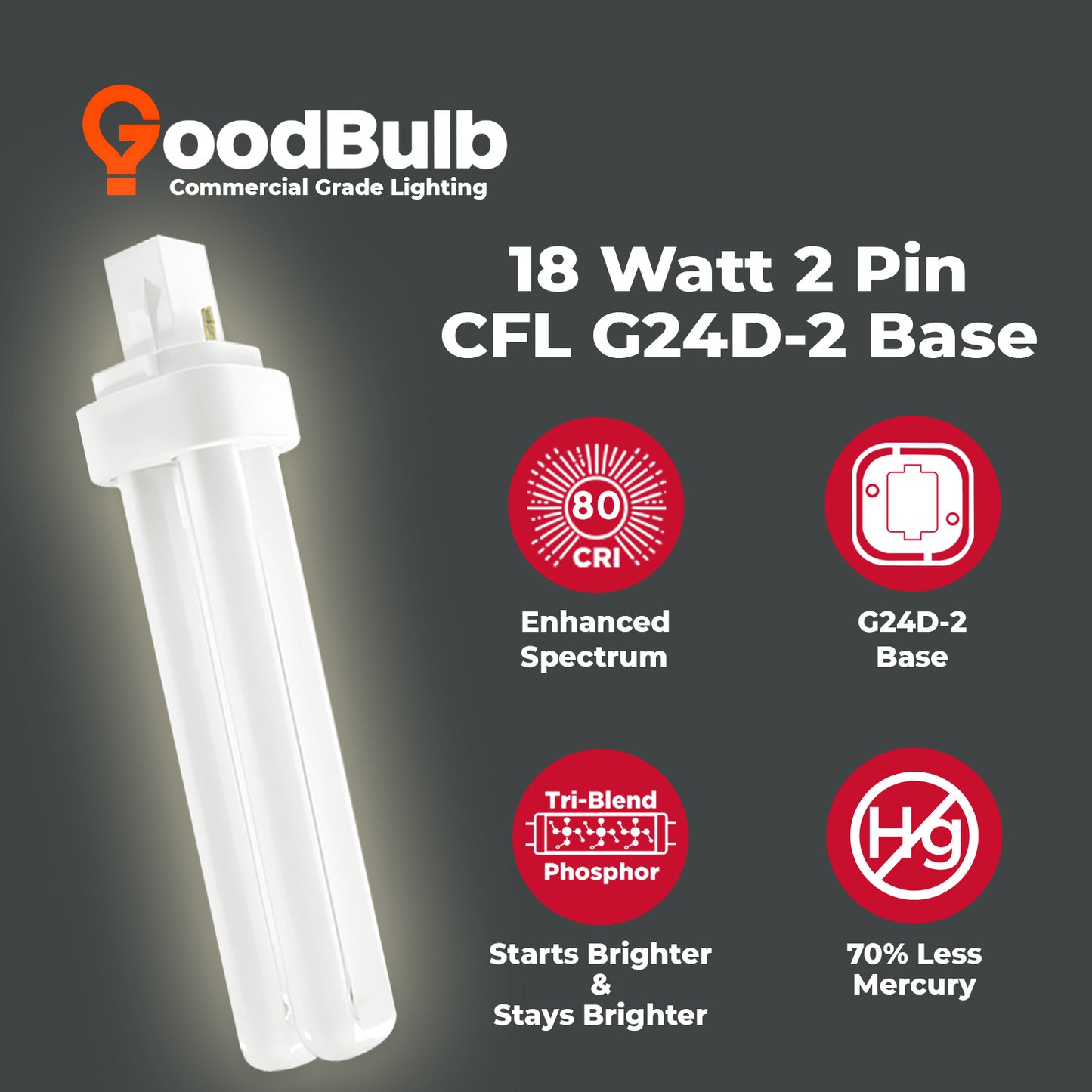 benefits of CF18W/835/DT/2P 18W Compact Fluorescent Lamp Double Tube 3500K Neutral White
