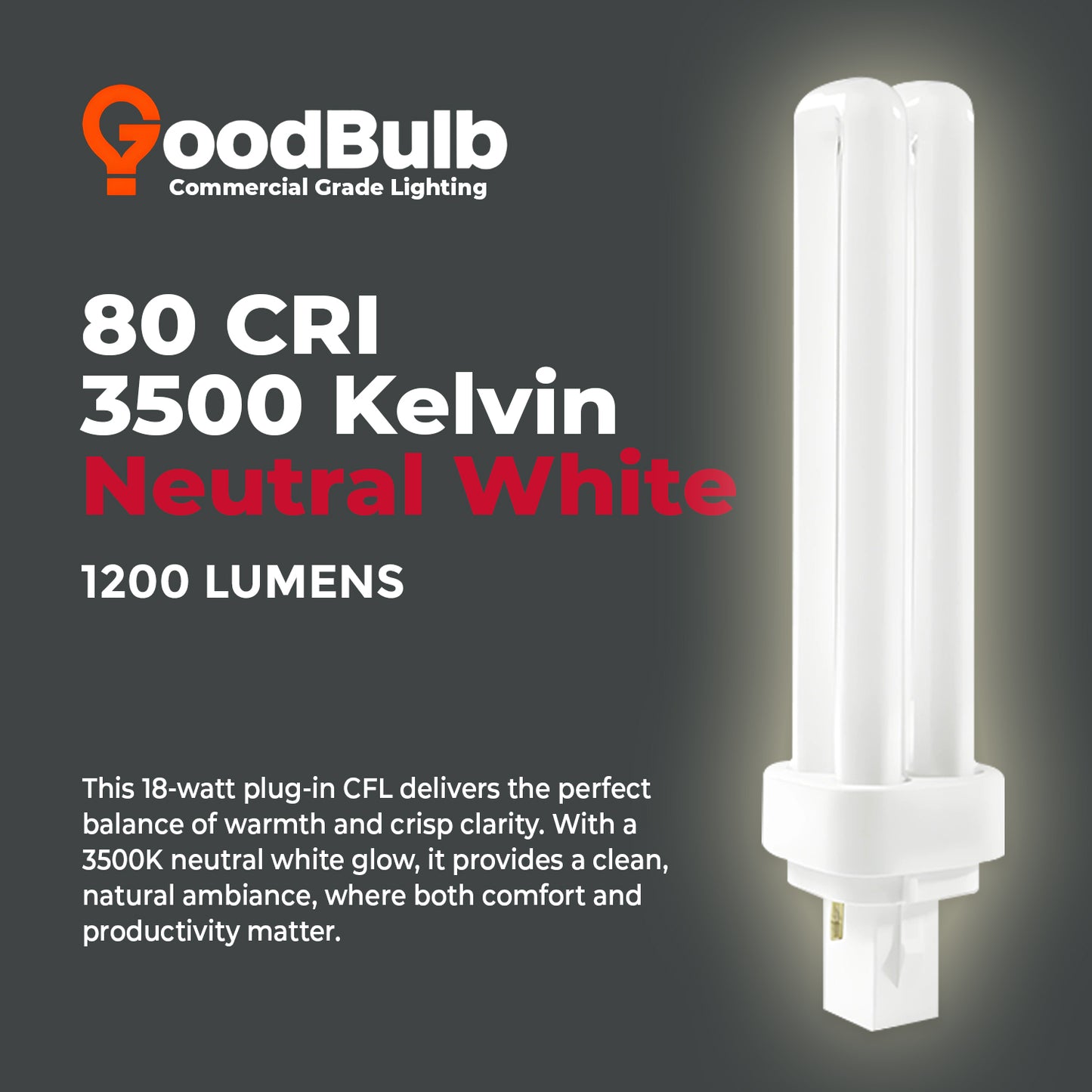 3500K Neutral White color temperature chart for CF18W/835/DT/2P 18W CFL Double Tube Bulb