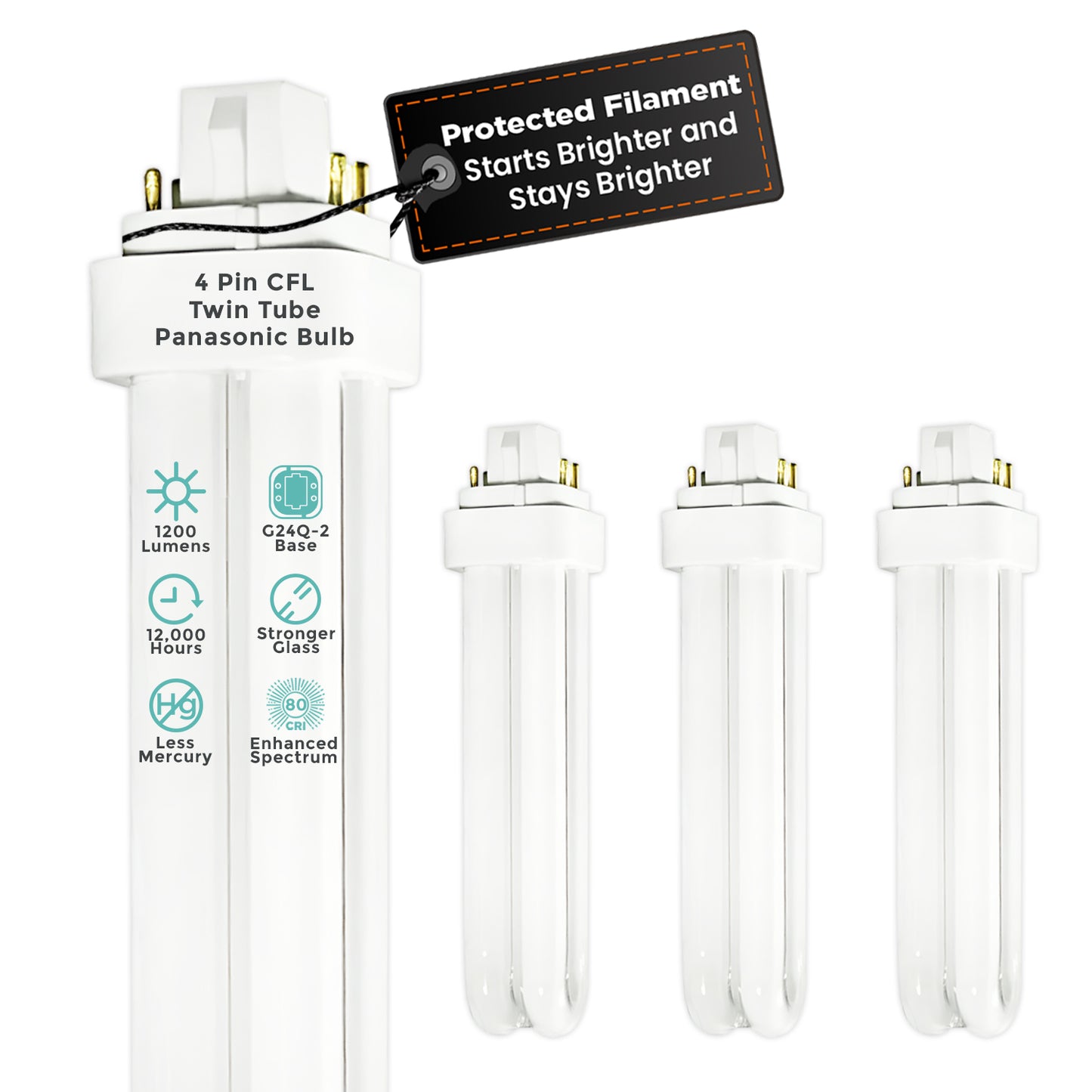 CF18W/841/QT/4P quad tube 18-watt compact fluorescent light bulb – energy-efficient CFL with 4100K cool white color