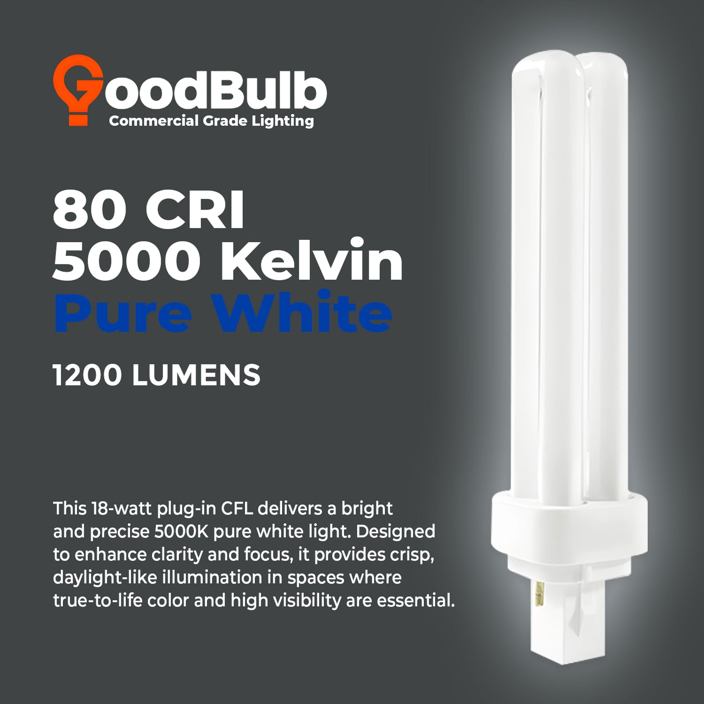 5000K Daylight color temperature chart for CF18W/850/DT/2P 18W CFL Double Tube Bulb