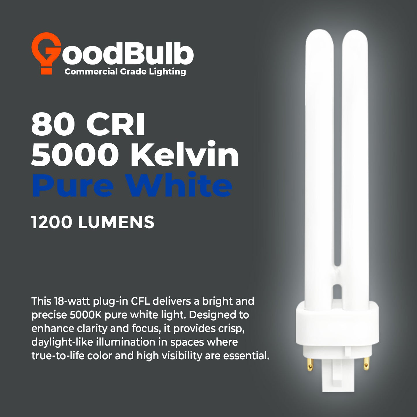 5000K Daylight color temperature chart for CF18W/850/DT/4P 18W Compact Fluorescent Double Twin Lamp