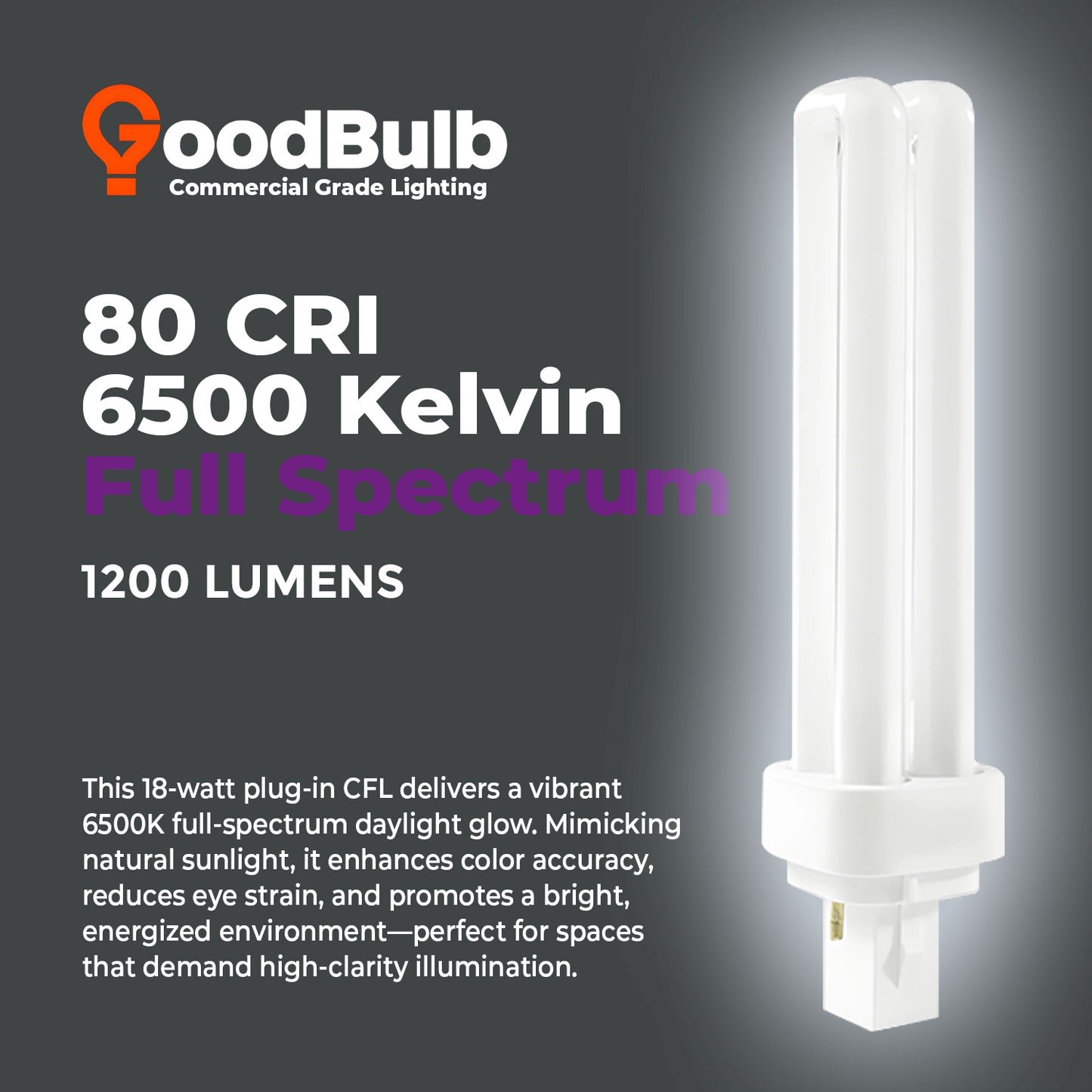 6500K Daylight Deluxe color temperature chart for CF18W/865/DT/2P 18W CFL Double Tube Bulb