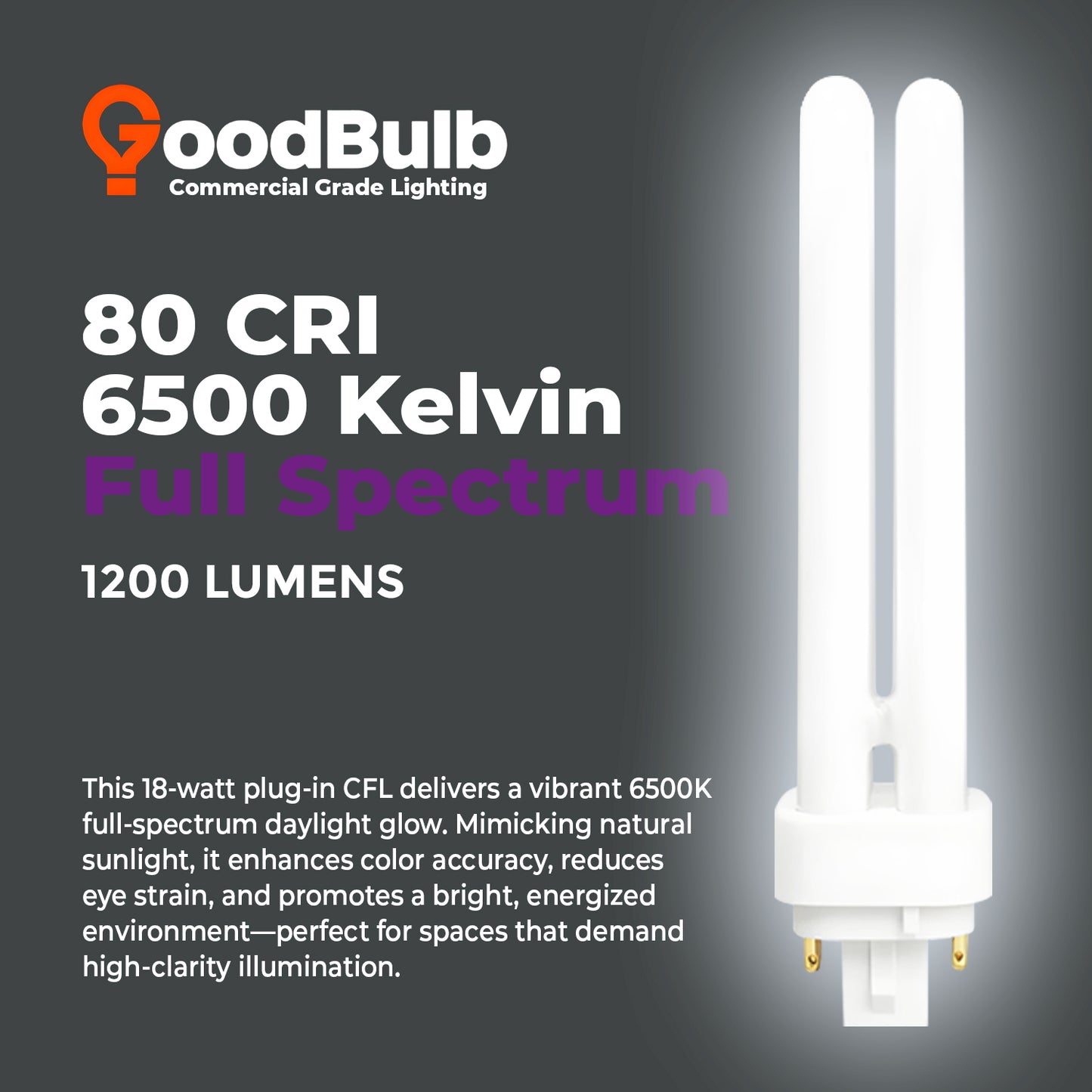 6500K Daylight Deluxe color temperature chart for CF18W/865/DT/4P 18W Compact Fluorescent Double Twin Lamp