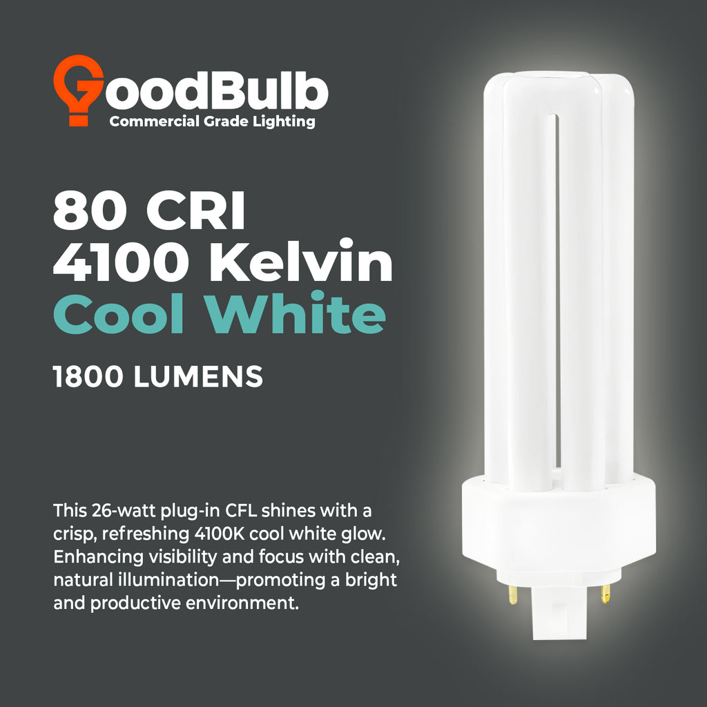 CF26W/841/TT/4P 4100K cool white compact fluorescent bulb color temperature chart comparison