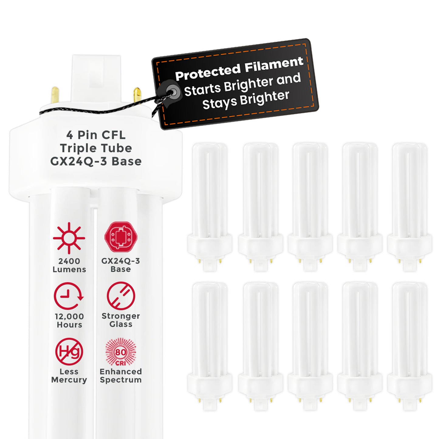 CF32W/835/TT/4P 32-watt triple tube compact fluorescent light bulb – 3500K neutral white CFL with 4-pin base