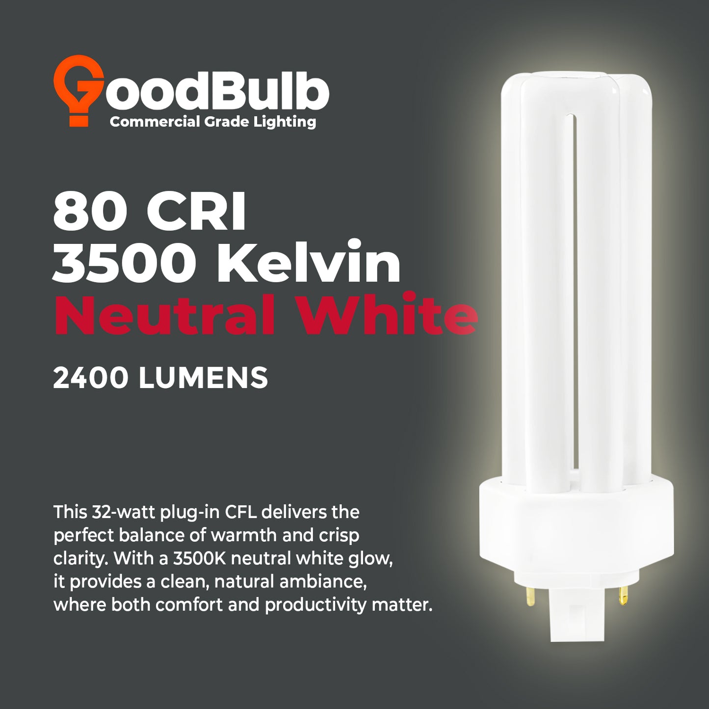CF32W/835/TT/4P 3500K neutral white compact fluorescent bulb color temperature comparison
