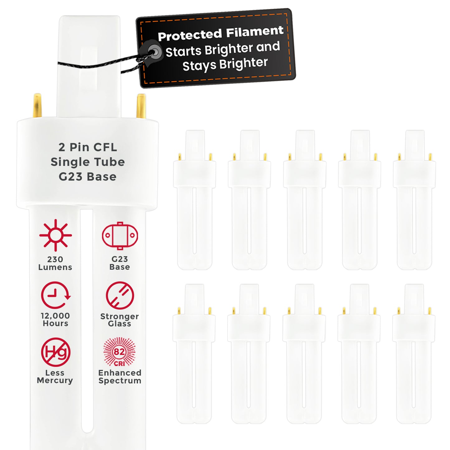 CF5W/835/ST/2P 5W Compact Fluorescent Lamp G23 2-Pin Base 3500K Neutral White bulb