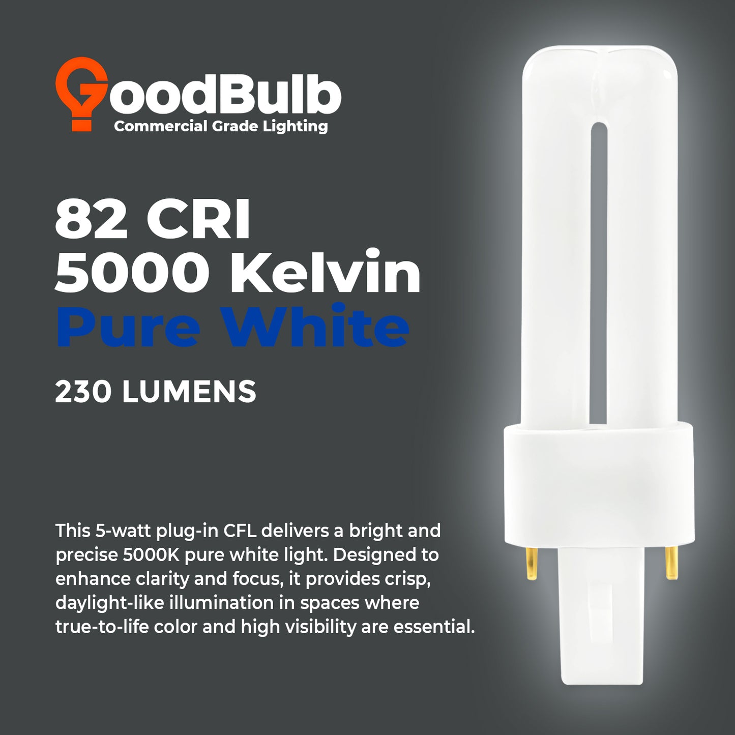 5000K Pure White light color temperature comparison for CF5W/850/ST/2P Compact Fluorescent Lamp