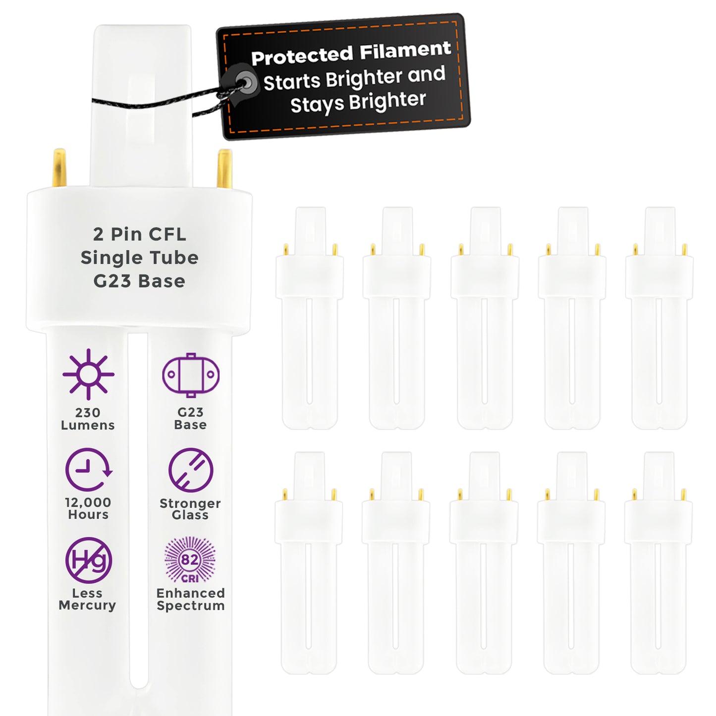 CF5W/865/ST/2P Compact Fluorescent Lamp 5W 6500K Full Spectrum G23 2-Pin Base bulb