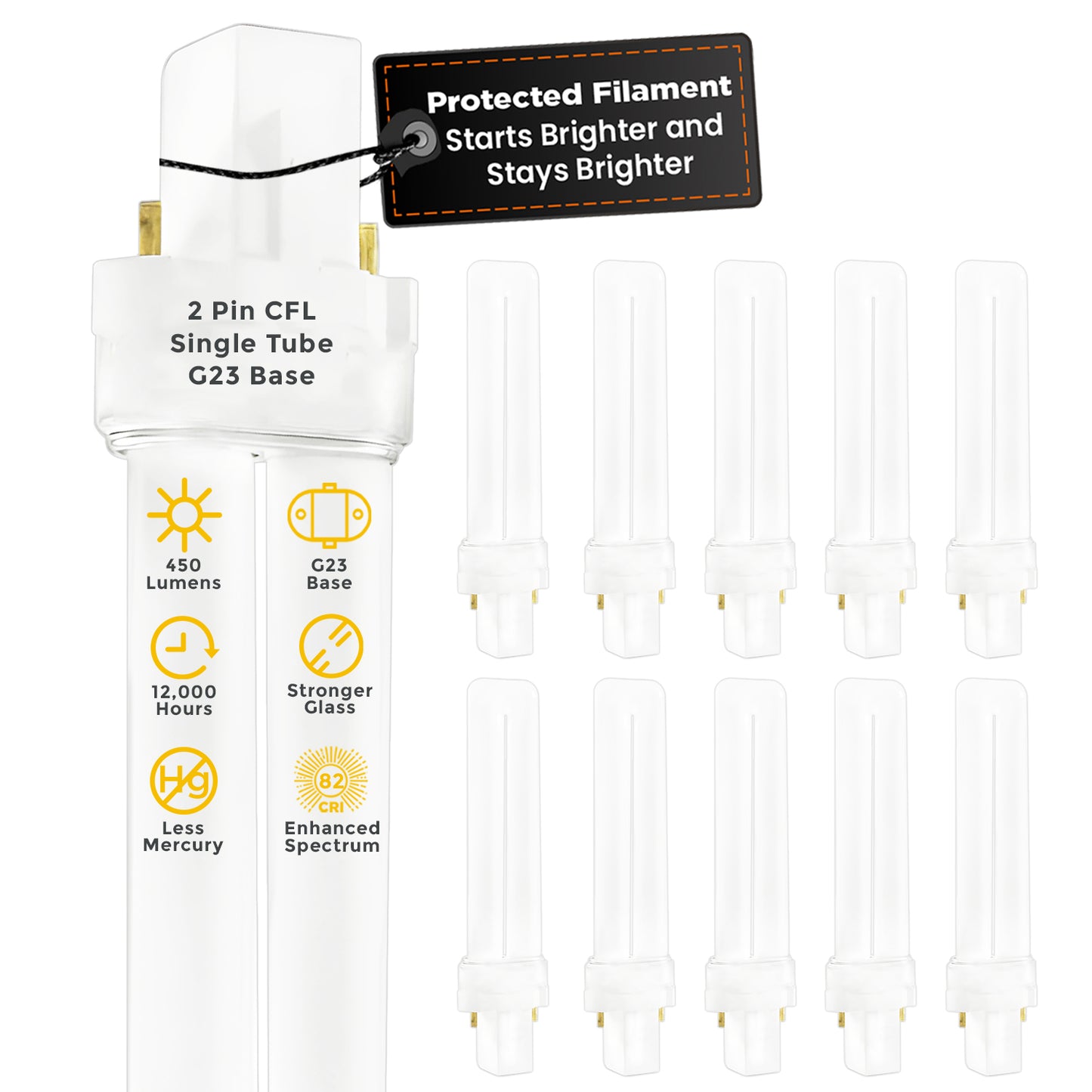 CF7W/827/ST/2P CFL Plug-In Light Bulb 7W 2700K Soft White G23 2-Pin Base