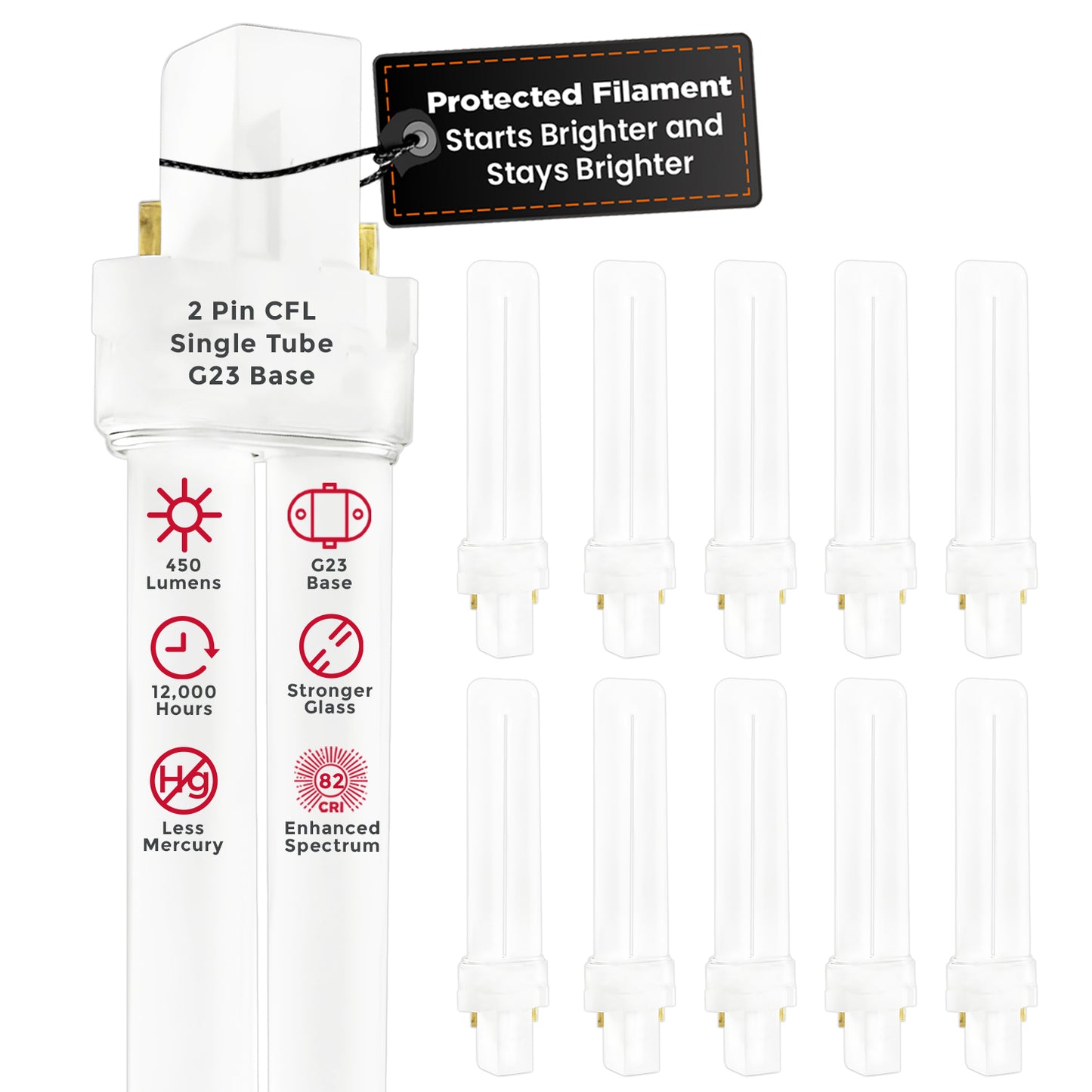 CF7W/835/ST/2P CFL Plug-In Light Bulb 7W 3500K Neutral White G23 2-Pin Base