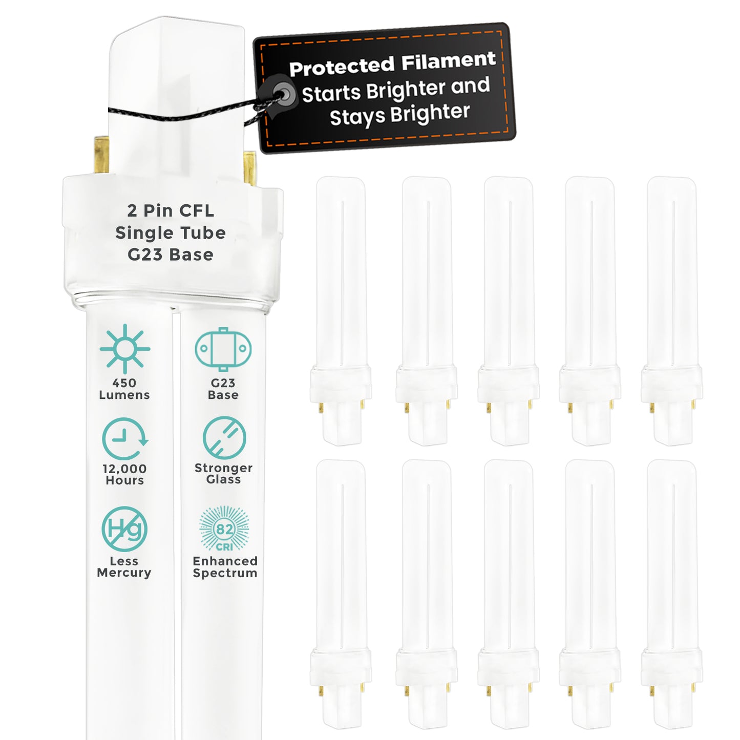 CF7W/841/ST/2P CFL Plug-In Light Bulb 7W Cool White 4100K G23 2-Pin Base