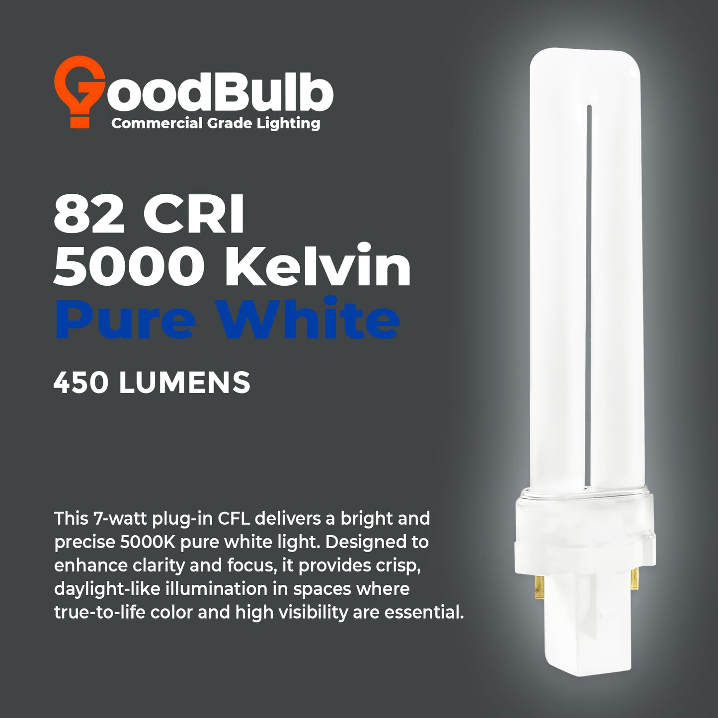 5000K Pure White color temperature chart for CF7W/850 Compact Fluorescent Lamp