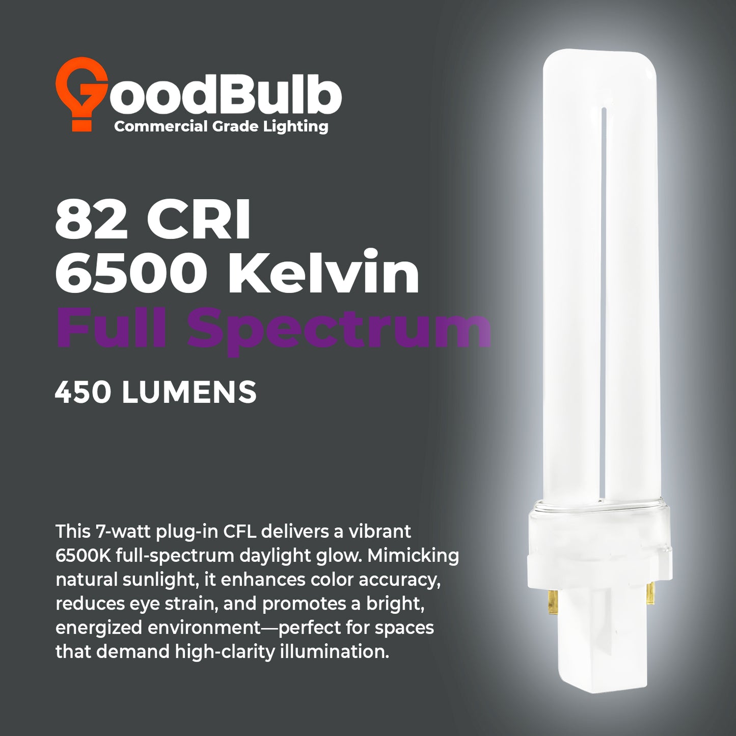 6500K Full Spectrum daylight color temperature chart for CF7W/865 Compact Fluorescent Lamp