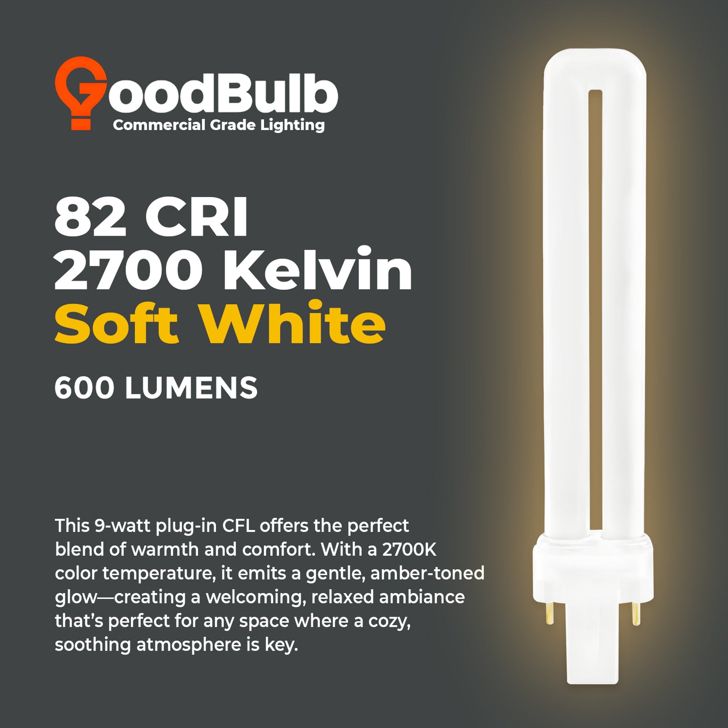 2700K Soft White warm light color temperature chart for CF9W/827 Compact Fluorescent Lamp