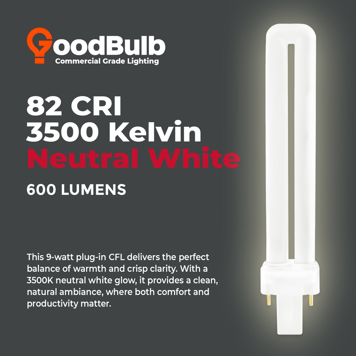 3500K Neutral White color temperature chart for CF9W/835 Compact Fluorescent Plug-In Lamp