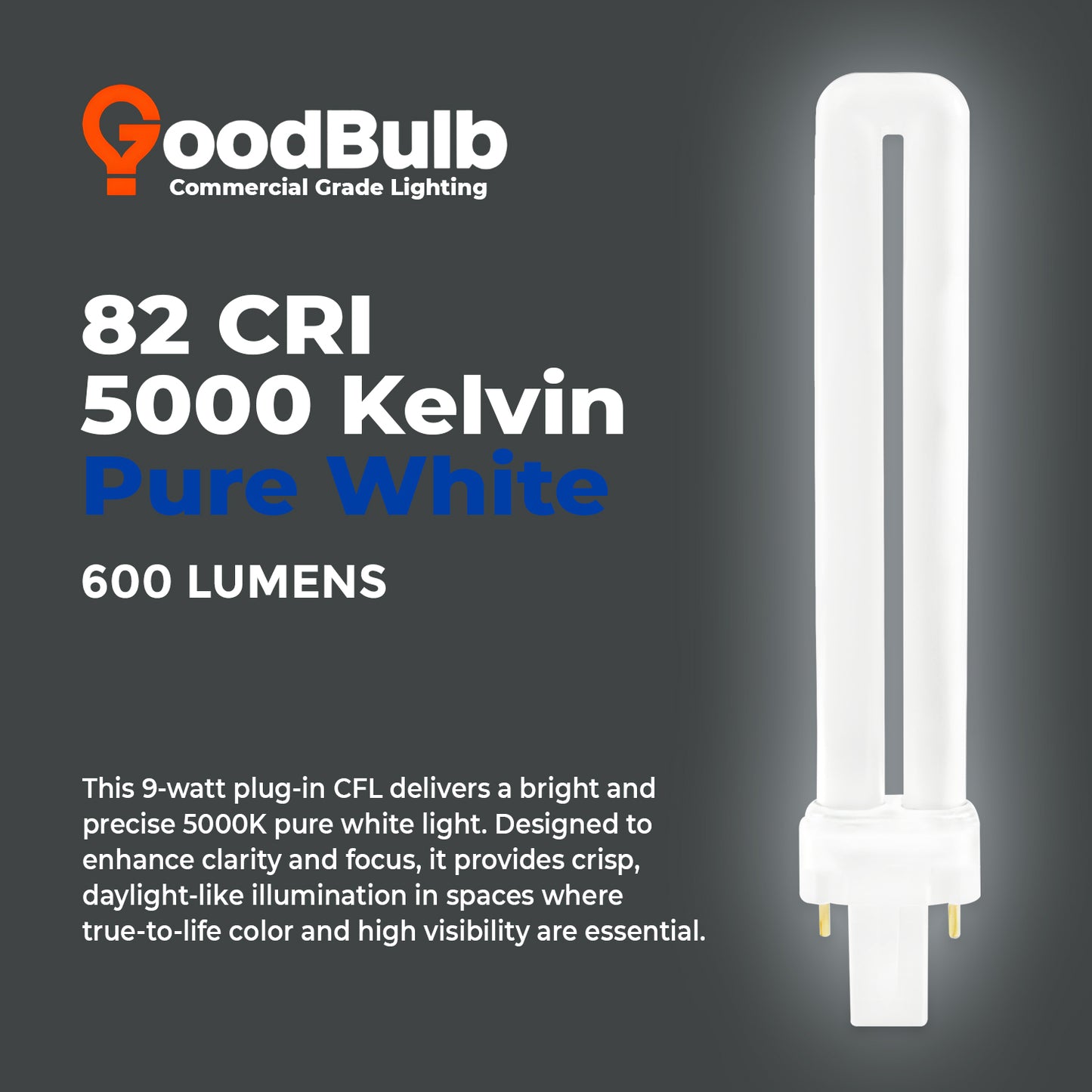 5000K Pure White color temperature chart for CF9W/850 Compact Fluorescent Plug-In Lamp