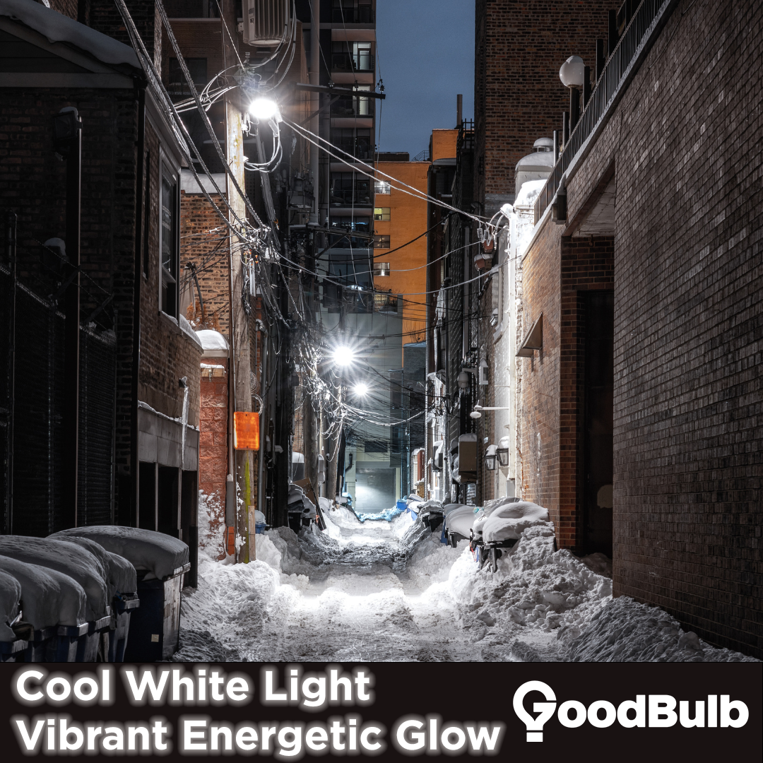 Cool white light with a vibrant energetic glow.
