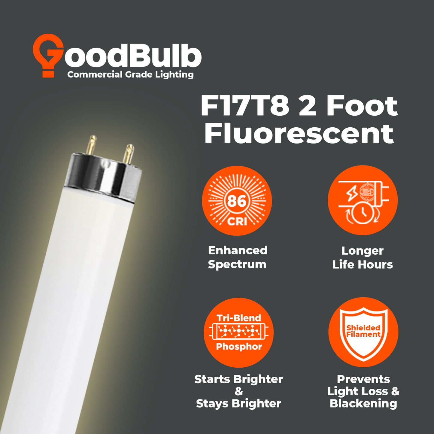 Energy-saving F17T8/830 T8 fluorescent bulb – 17W 3000K warm white lighting for offices, kitchens, and retail