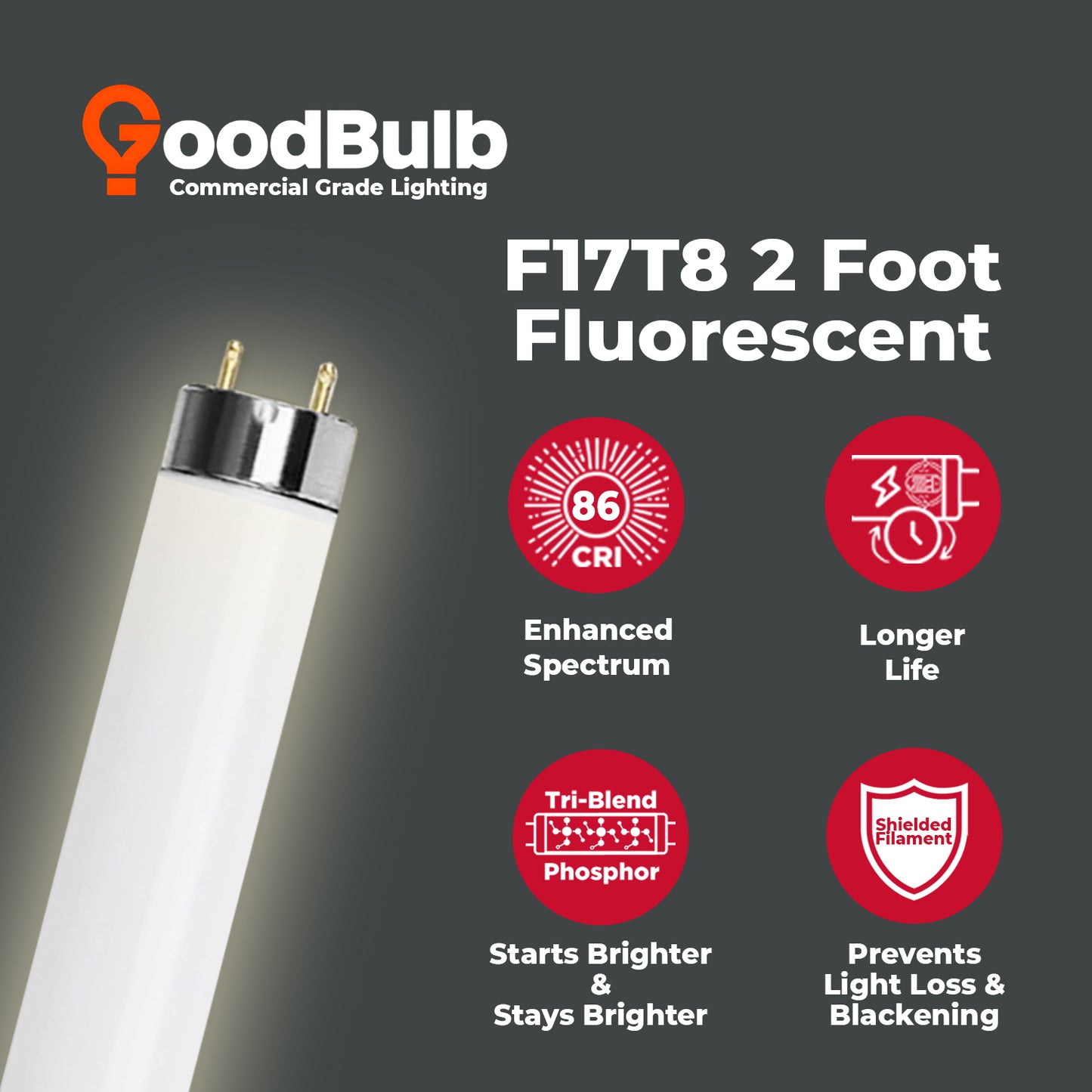 Energy-efficient F17T8/835 T8 fluorescent bulb – 17W 3500K neutral white lighting for offices, kitchens, and retail