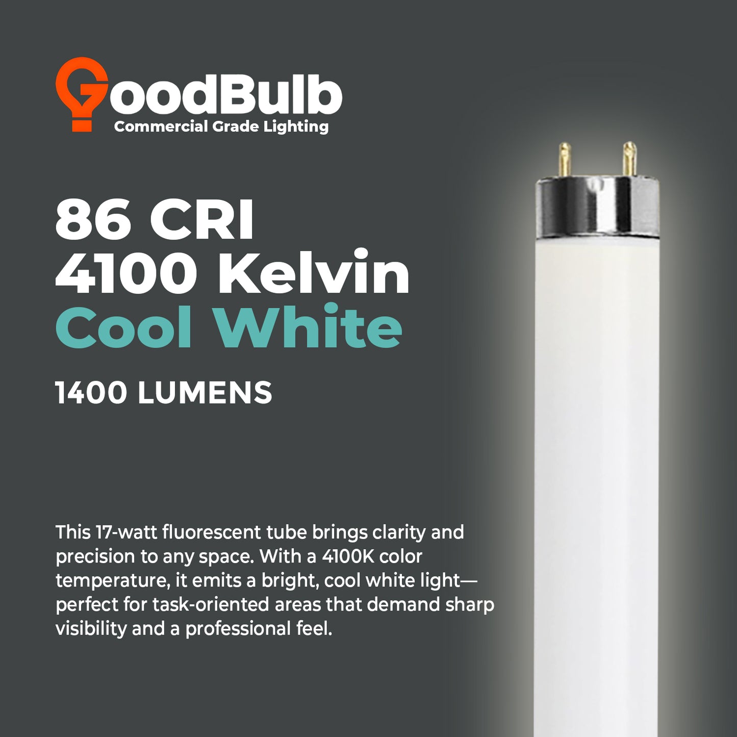 4100K cool white color temperature – F17T8/841 T8 fluorescent lighting tube