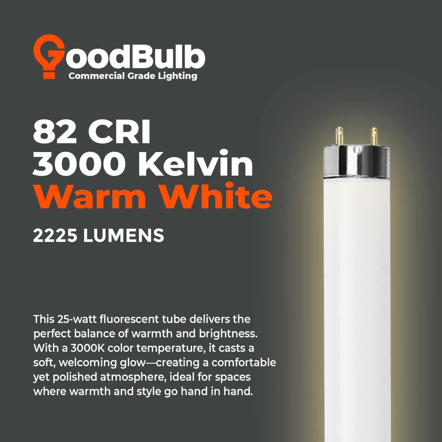 3000K warm white color temperature – F25T8/830 T8 fluorescent lighting tube